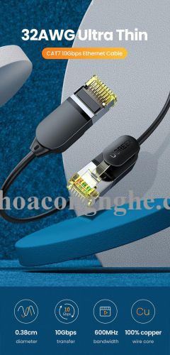 Ugreen 80418 3M 10Gbps màu đen cáp mạng CAT7 siêu mỏng nhỏ 0.38mm NW149 30080418